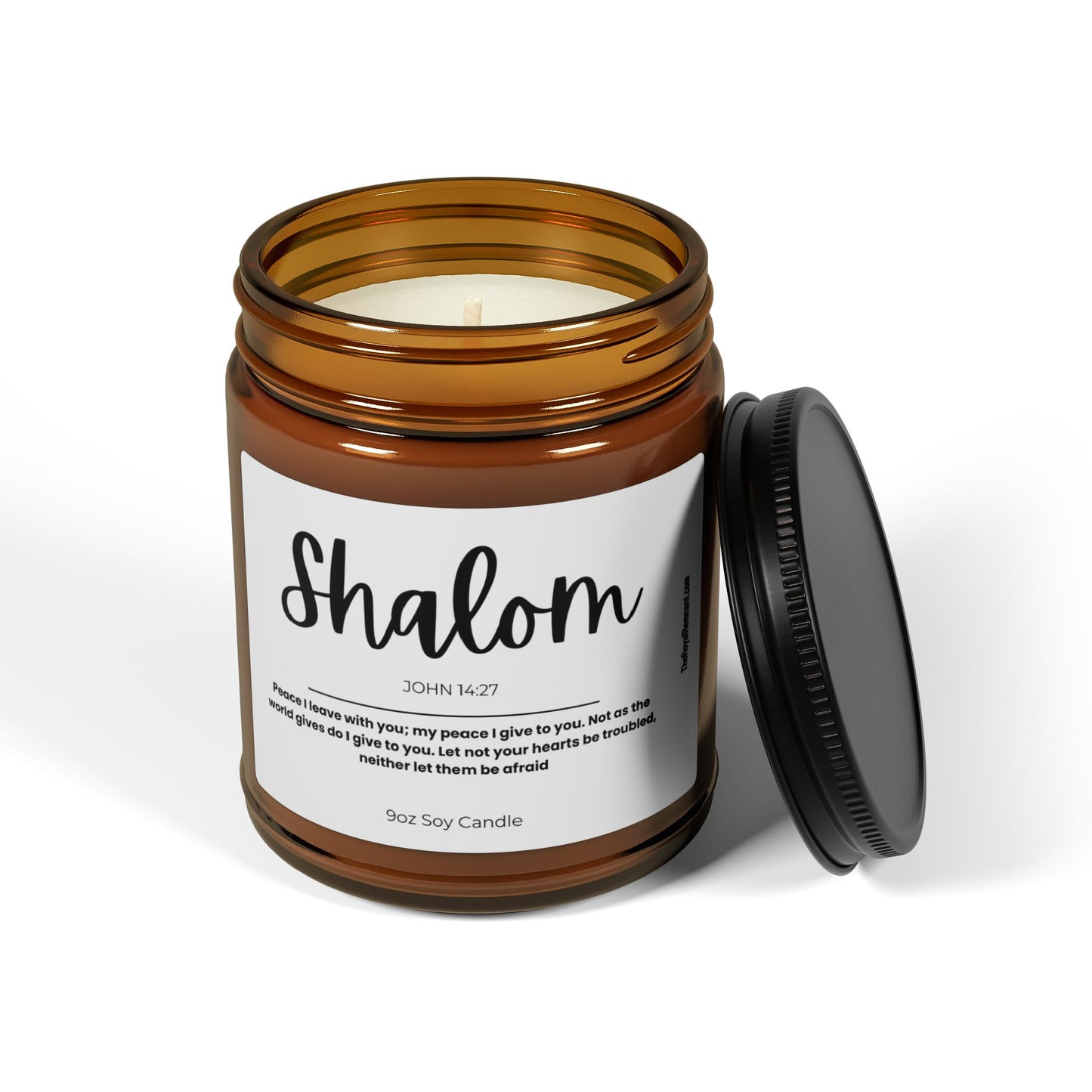 Shalom Candle with Bible Verse Inspirational Gift for Christian Hebrew Friend