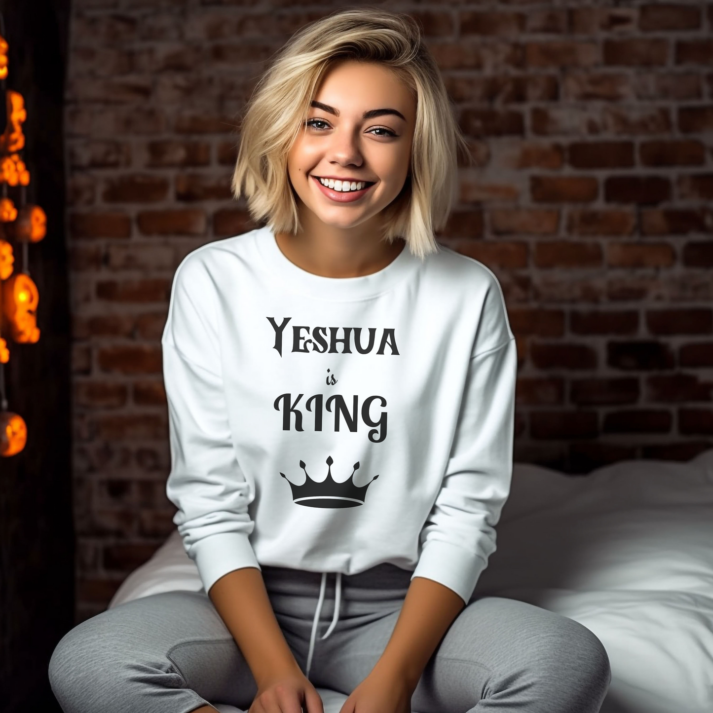 Yeshua is King Sweatshirt for Him or Her, Christian Clothing, Hebrew Gift