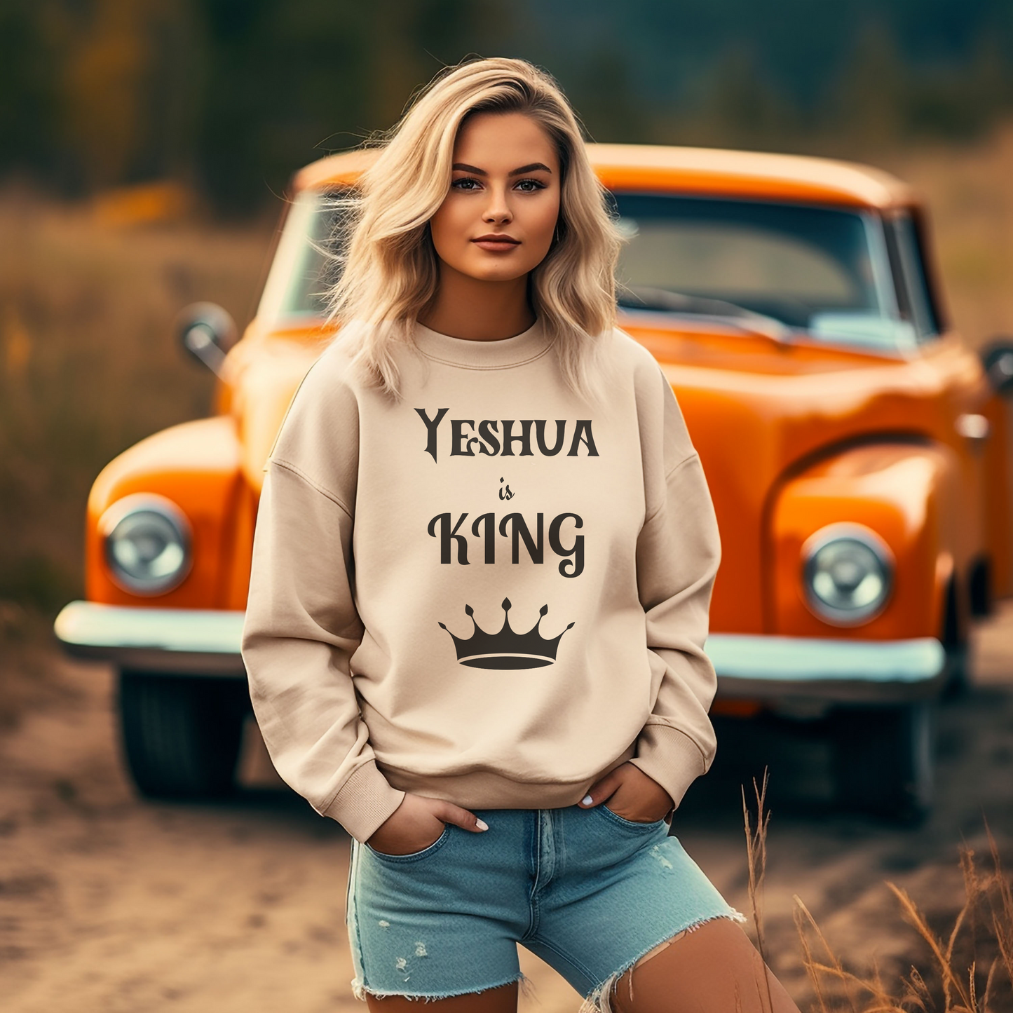 Yeshua is King Sweatshirt for Him or Her, Christian Clothing, Hebrew Gift