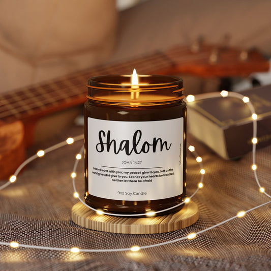 Shalom Candle with Bible Verse Inspirational Gift for Christian Hebrew Friend